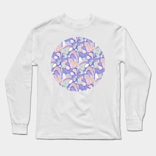 Abstract Seamless Pattern with Cute Faces on Stains Long Sleeve T-Shirt